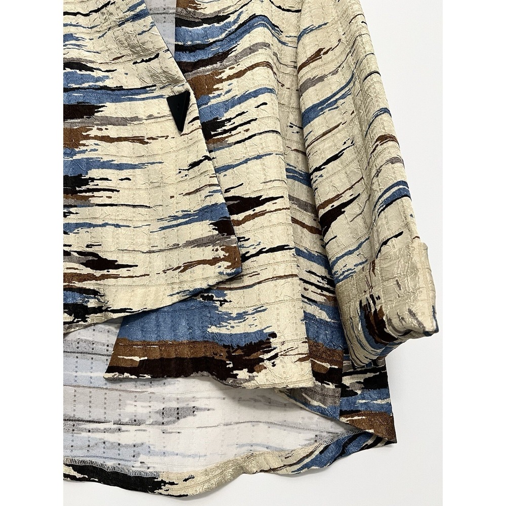 IC By Connie K Tunic Jacket Womens Medium Cream Blue Multicolor Lightweight USA - Picture 4 of 14